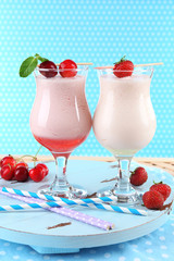 Delicious milkshakes, close-up