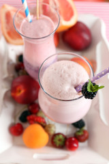 Delicious milkshakes, close-up
