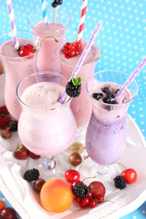 Delicious milkshakes, close-up