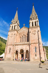 Fototapeta na wymiar celebrating a mass at Covadonga Basilica in Asturias, Spain.