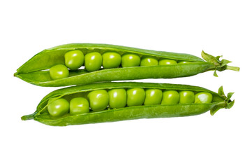 Peas in a green pod isolated