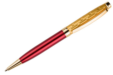 Naklejka premium gold ballpoint isolated on white background
