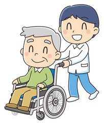 車椅子に乗るおじいちゃん