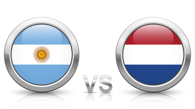 Argentina vs. Netherlands - icons buttons with national flags