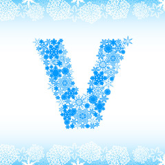 Snow alphabet. Letters from snowflakes