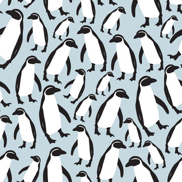 a lot of penguins seamless pattern eps10