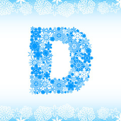 Snow alphabet. Letters from snowflakes