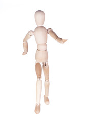 Wooden hinged dummy representing running person