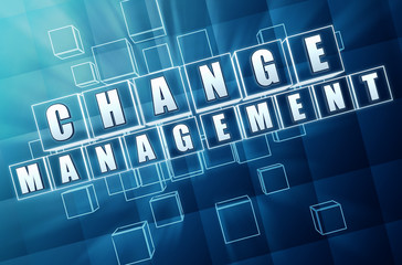 change management in blue glass blocks