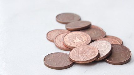 One cent Euro coins