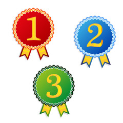 one two three place winner badges