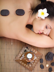 woman having beauty treatments in the spa salon