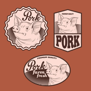 Pork vintage labels