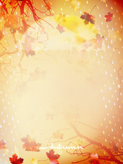 Autumn background with umbrella and leaves. EPS 10