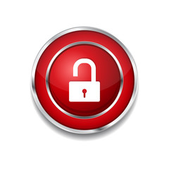 Unlock Circular Red Vector Web Button Icon