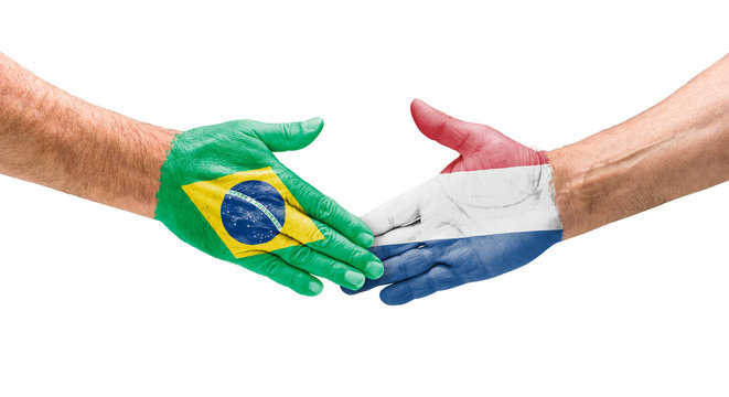 Handshake Brasilien und Niederlande