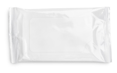 Wet wipes package with flap isolated on white background