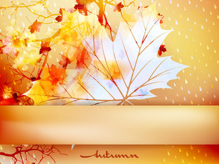 Autumn leave made of triangles. EPS 10