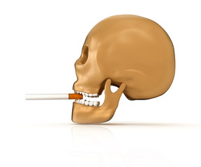 skull smoking cigarette