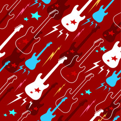 Seamless pattern with guitars