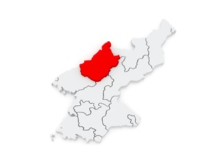 Map of Jagang. North Korea.