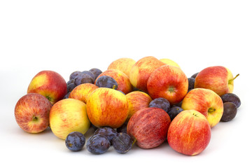 fresh fruits - apples and plums