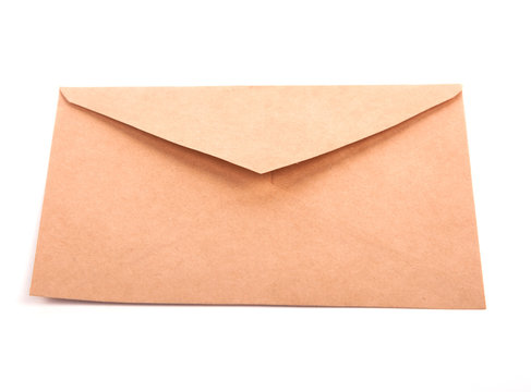 Blank envelope isolated on white background with clipping path