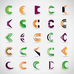 Letter Icons Set - Isolated On Gray Background
