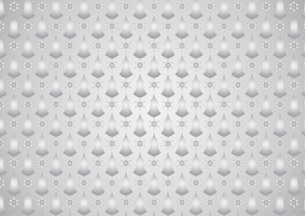 Silver Retro Flower and Candlestick Pattern on Pastel Background