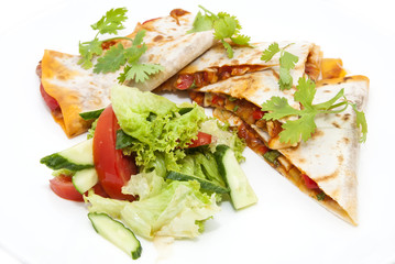 Mexican food restaurant on a white dish