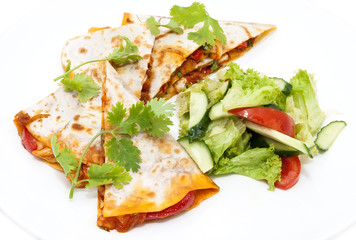 Mexican food restaurant on a white dish