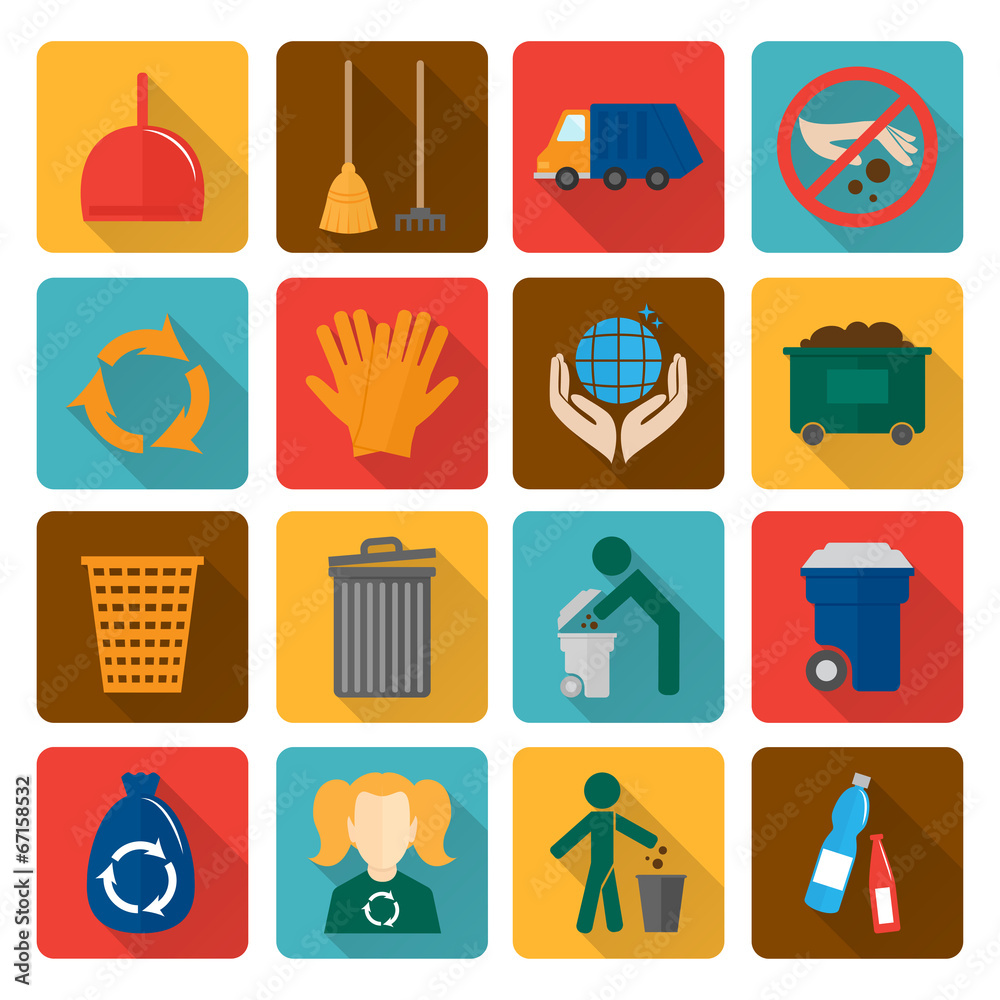 Poster Garbage icons set