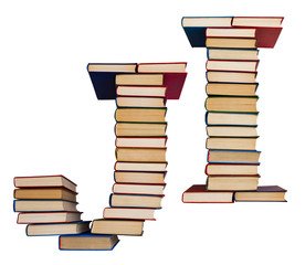 Alphabet made out of books, letters J and I