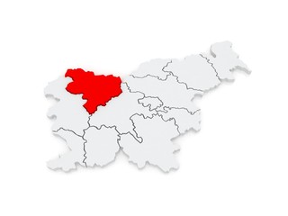 Fototapeta na wymiar Map of Gorenjska region. Slovenia.