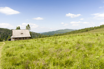 Idylla, chatka górskim zboczu, Gorce © Piotr Szpakowski
