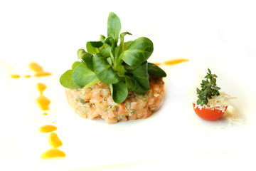 Gourmet fish salad, restaurant food