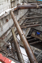 The construction of the tunnel in Moscow, the pit