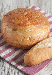 Homemade bread on the wooden board