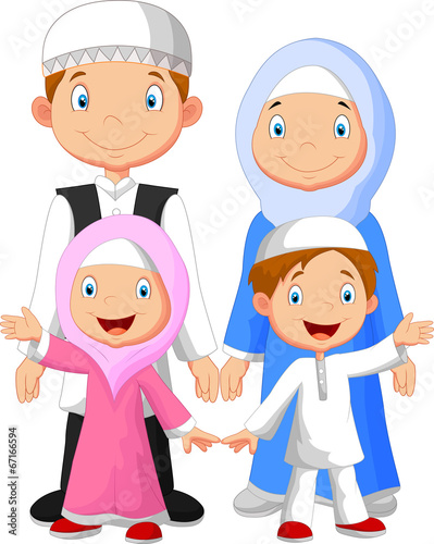  Happy Muslim family  cartoon Stock image and royalty free 