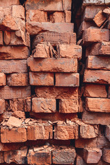 old bricks, cracked, collapsed, junk