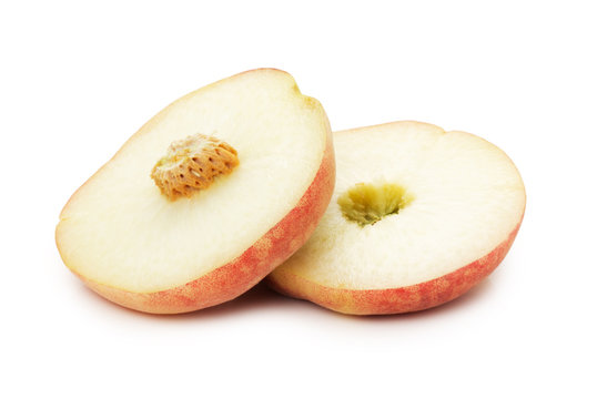 ripe fig peach slice isolated on white background