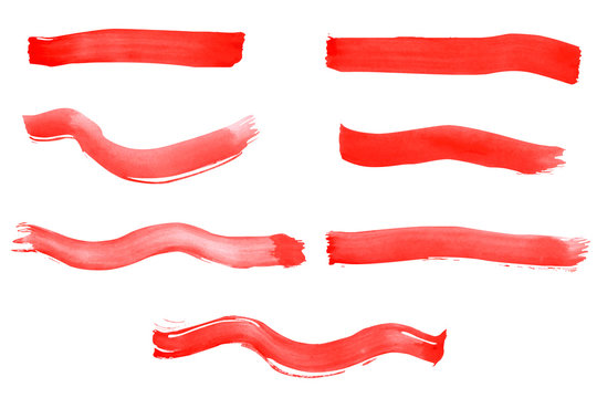 Red vector watercolor brushes.