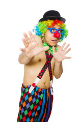 Fototapeta na wymiar Funny clown isolated on the white background