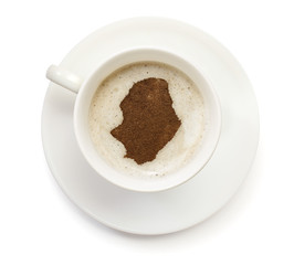 Cup of coffee with foam and powder in the shape of Niue.(series)