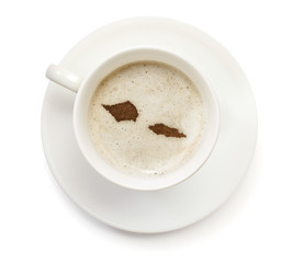 Cup of coffee with foam and powder in the shape of Samoa.(series