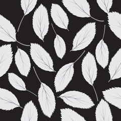 Vector illustration  seamless pattern grey leaves