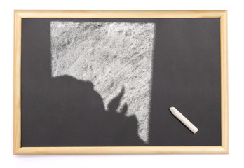 Blackboard with a chalk and the shape of Southern Australia draw