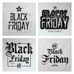 Set Different Black Friday Stickers Isolated