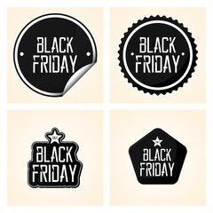 Set Different Black Friday Stickers Isolated