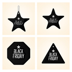 Set Different Black Friday Stickers Isolated
